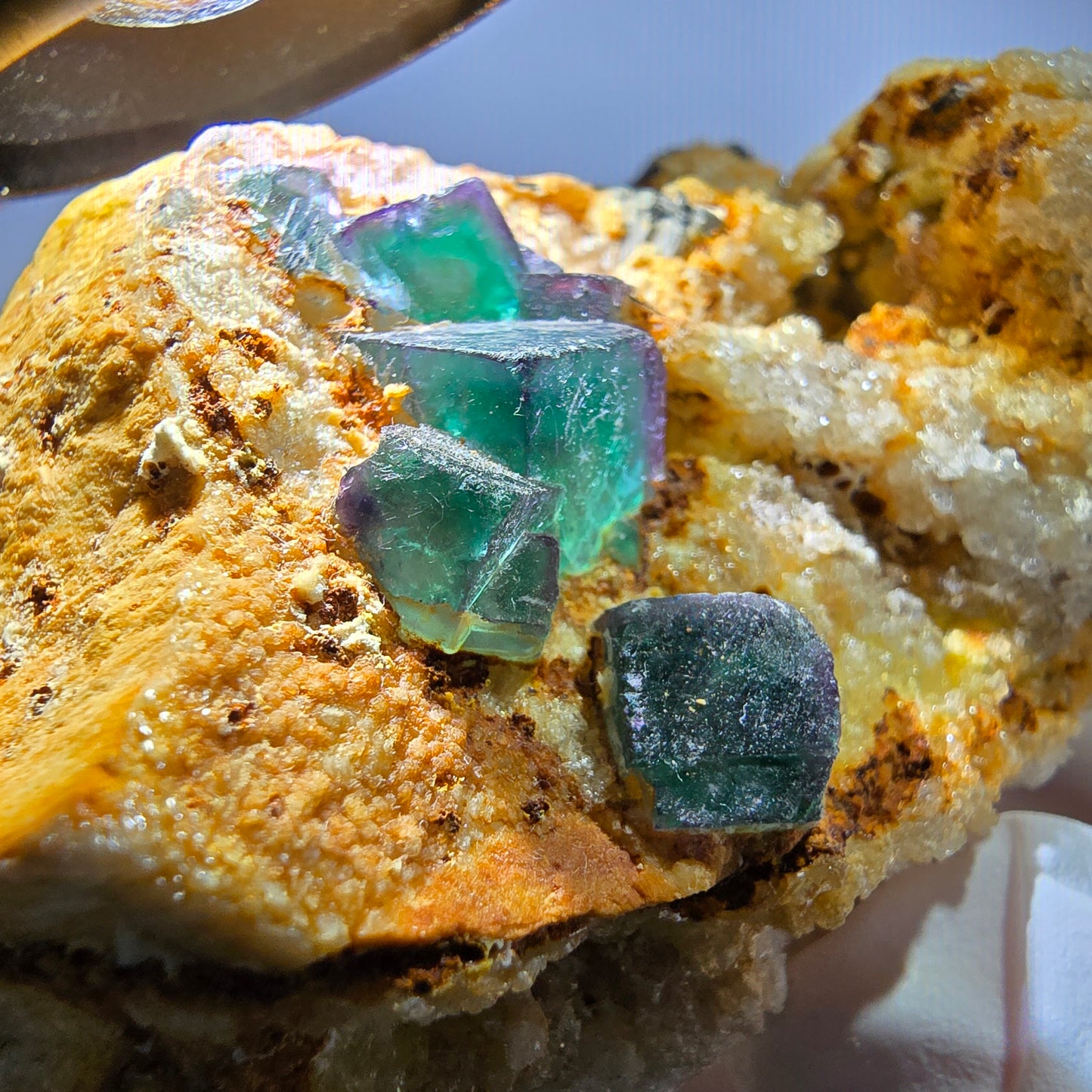 Große Fluorit, Hyalit Opal, Orthoklas, Schörl Turmalin Stufe Erongo, Namibia 91*59*52mm