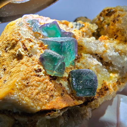 Große Fluorit, Hyalit Opal, Orthoklas, Schörl Turmalin Stufe Erongo, Namibia 91*59*52mm