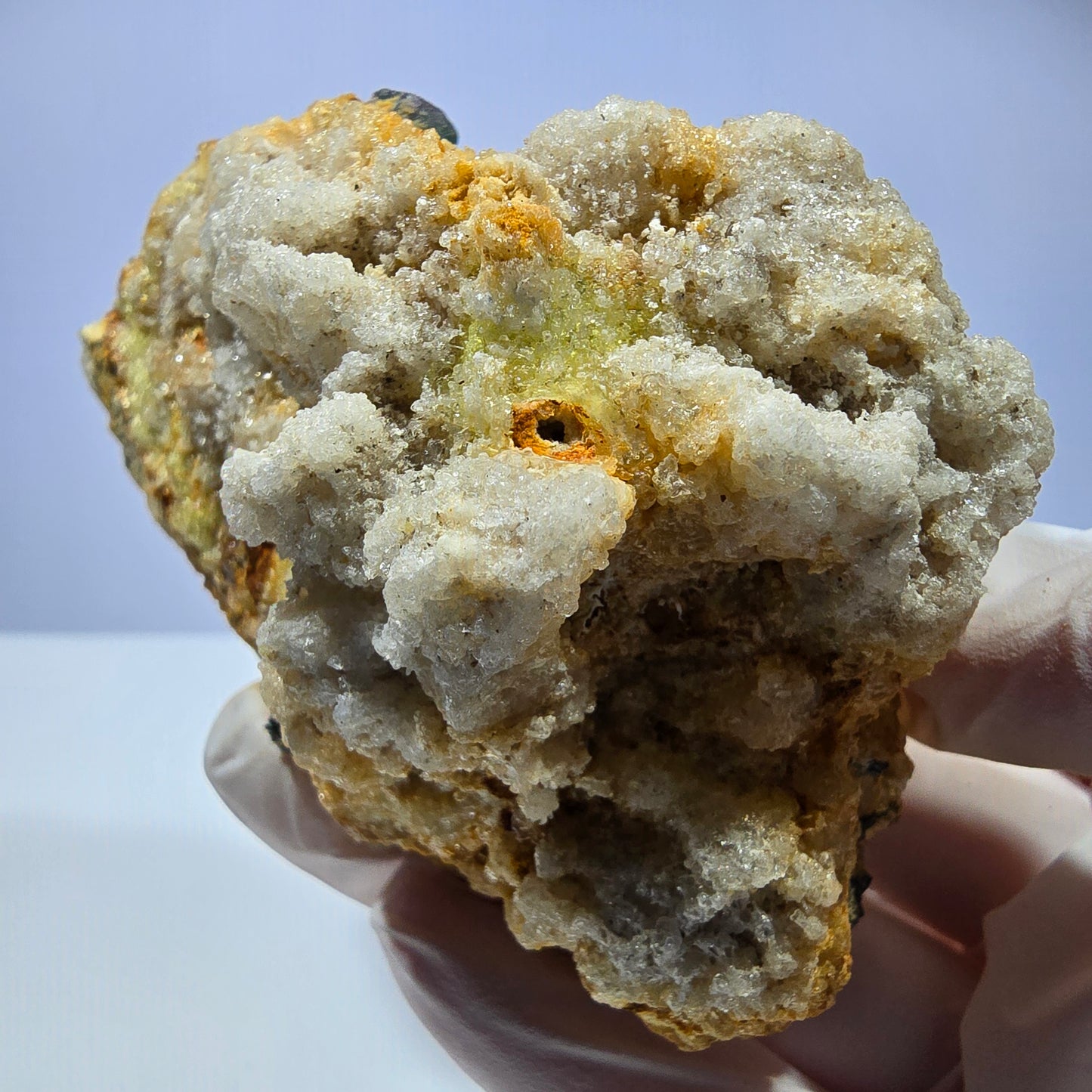 Große Fluorit, Hyalit Opal, Orthoklas, Schörl Turmalin Stufe Erongo, Namibia 91*59*52mm