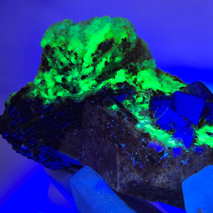 Große Fluorit, Hyalit Opal, Orthoklas, Schörl Turmalin Stufe Erongo, Namibia 91*59*52mm