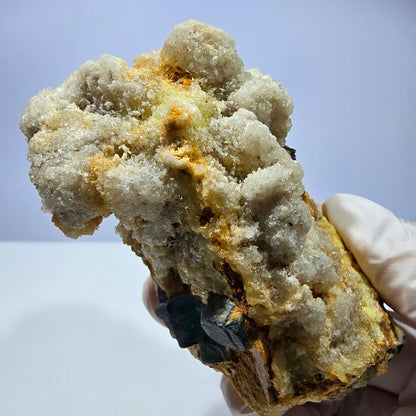 Große Fluorit, Hyalit Opal, Orthoklas, Schörl Turmalin Stufe Erongo, Namibia 91*59*52mm