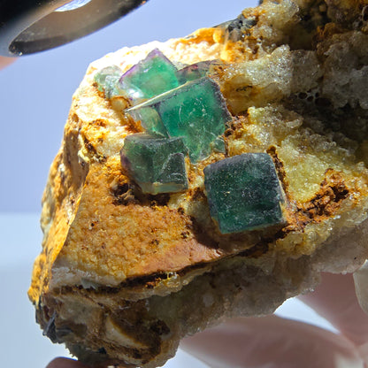 Große Fluorit, Hyalit Opal, Orthoklas, Schörl Turmalin Stufe Erongo, Namibia 91*59*52mm