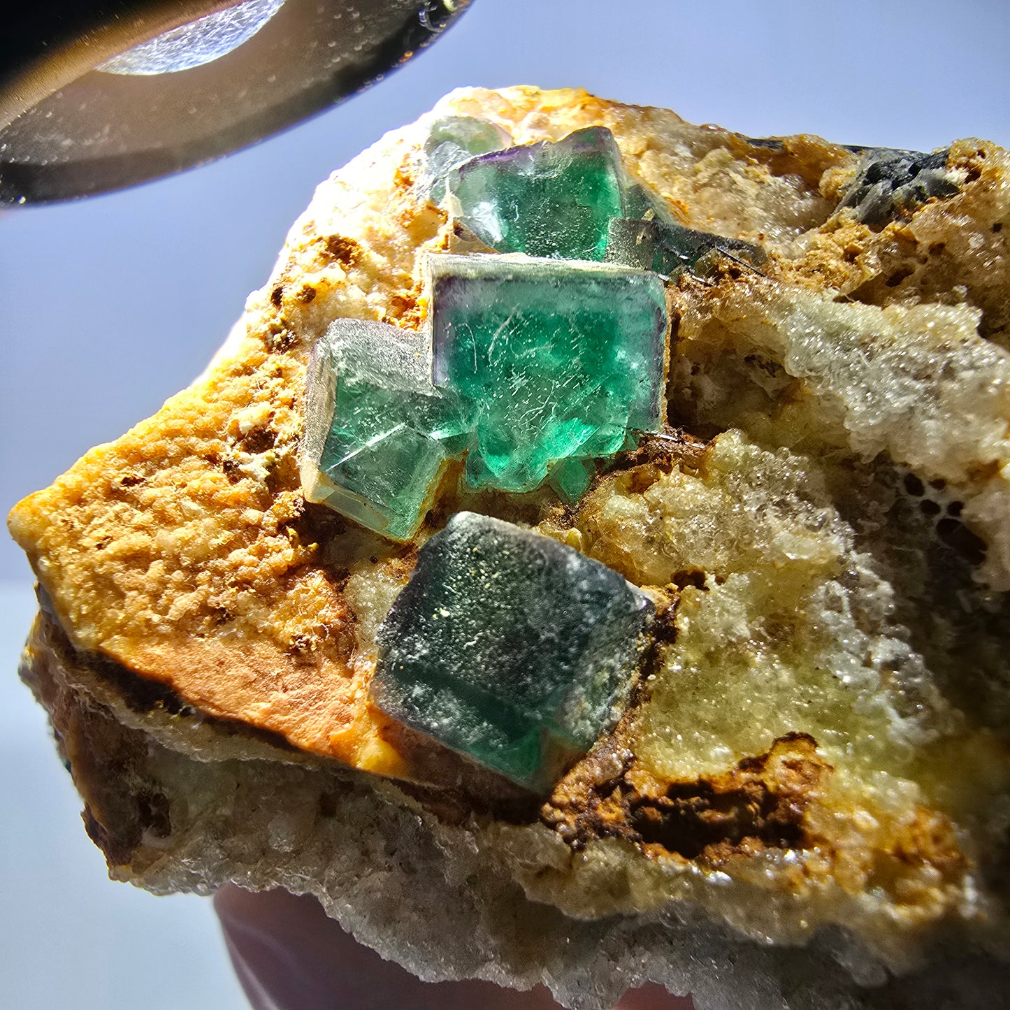 Große Fluorit, Hyalit Opal, Orthoklas, Schörl Turmalin Stufe Erongo, Namibia 91*59*52mm