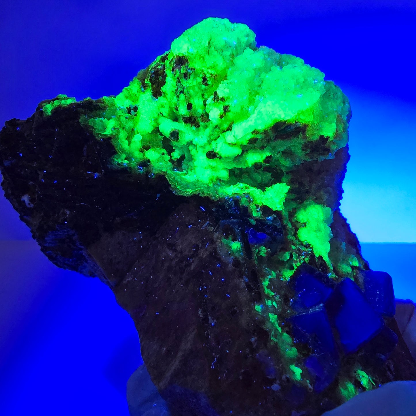 Große Fluorit, Hyalit Opal, Orthoklas, Schörl Turmalin Stufe Erongo, Namibia 91*59*52mm