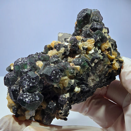 Große Fluorit, Schörl Turmalin, Rauchquarz, Muskovit Stufe Erongo, Namibia 92*54*49mm