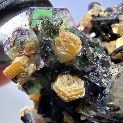 Große Fluorit, Schörl Turmalin, Rauchquarz, Muskovit Stufe Erongo, Namibia 92*54*49mm