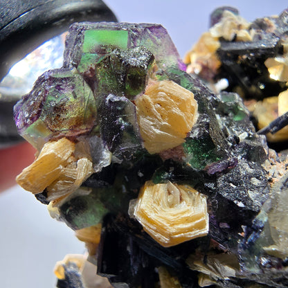 Große Fluorit, Schörl Turmalin, Rauchquarz, Muskovit Stufe Erongo, Namibia 92*54*49mm