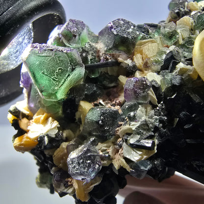 Große Fluorit, Schörl Turmalin, Rauchquarz, Muskovit Stufe Erongo, Namibia 92*54*49mm