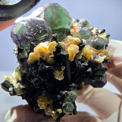 Große Fluorit, Schörl Turmalin, Rauchquarz, Muskovit Stufe Erongo, Namibia 92*54*49mm