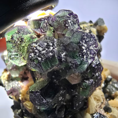 Große Fluorit, Schörl Turmalin, Rauchquarz, Muskovit Stufe Erongo, Namibia 92*54*49mm