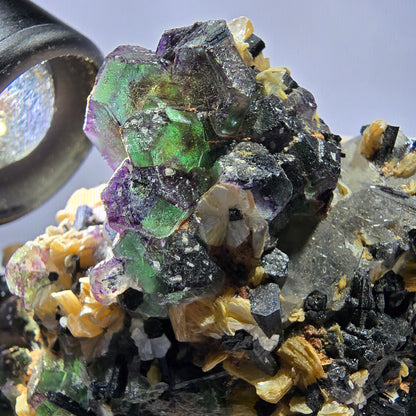 Große Fluorit, Schörl Turmalin, Rauchquarz, Muskovit Stufe Erongo, Namibia 92*54*49mm