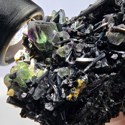 Große Fluorit, Schörl Turmalin, Rauchquarz, Muskovit Stufe Erongo, Namibia 92*54*49mm