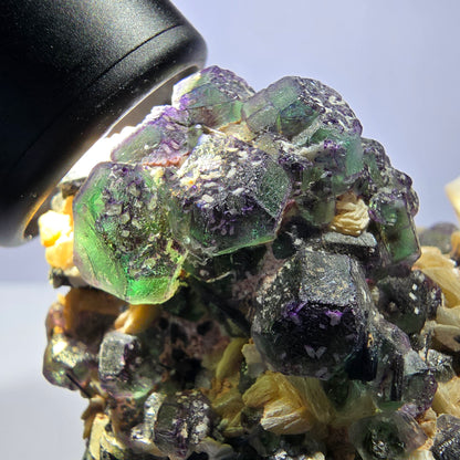 Große Fluorit, Schörl Turmalin, Rauchquarz, Muskovit Stufe Erongo, Namibia 92*54*49mm