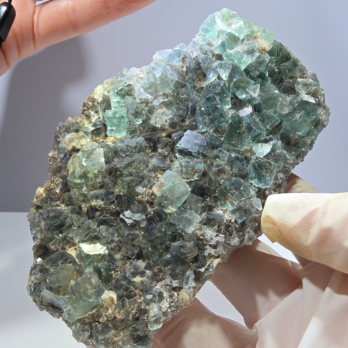 Große Phantom Fluorit, Quarz Stufe Okorusu, Namibia 108*74*34mm