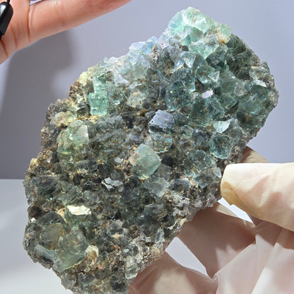 Große Phantom Fluorit, Quarz Stufe Okorusu, Namibia 108*74*34mm