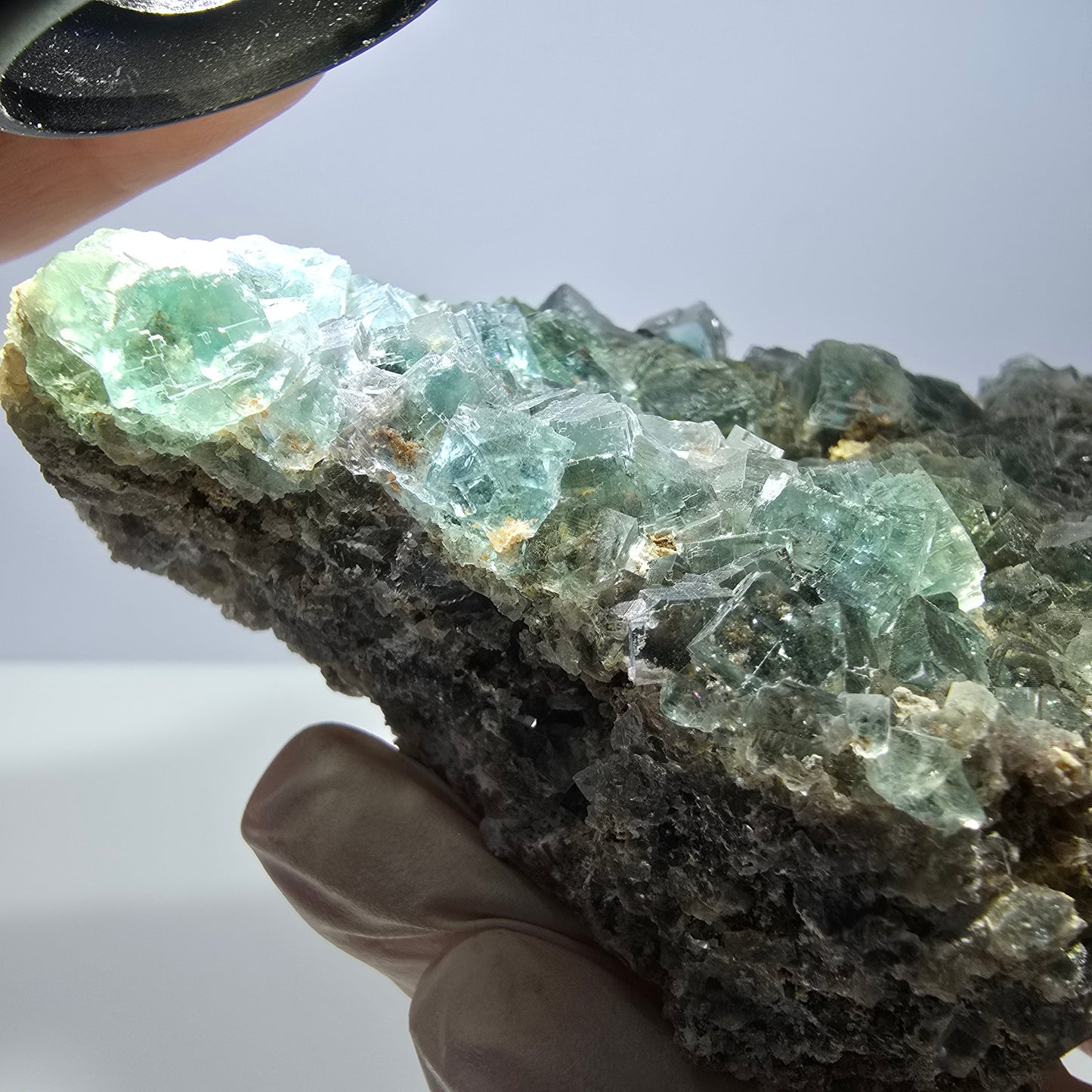 Große Phantom Fluorit, Quarz Stufe Okorusu, Namibia 108*74*34mm