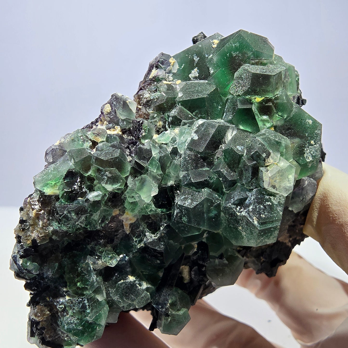 Große Phantom Fluorit, Schörl Turmalin Stufe Erongo, Namibia 89*75*52mm