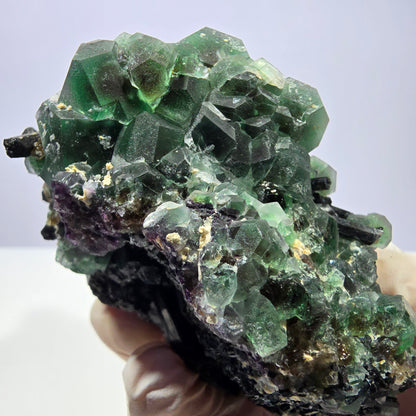 Große Phantom Fluorit, Schörl Turmalin Stufe Erongo, Namibia 89*75*52mm