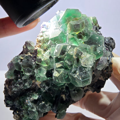 Große Phantom Fluorit, Schörl Turmalin Stufe Erongo, Namibia 89*75*52mm