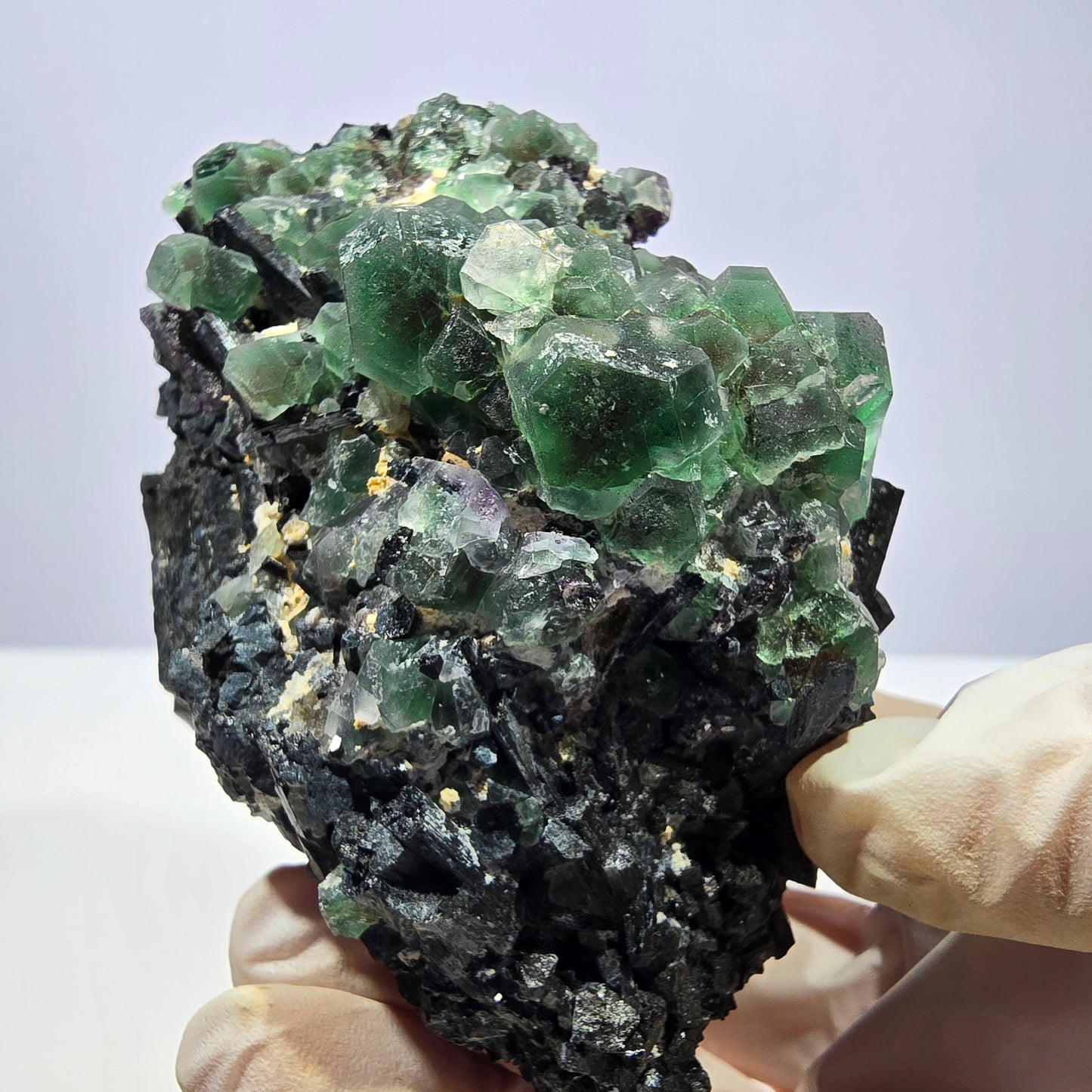Große Phantom Fluorit, Schörl Turmalin Stufe Erongo, Namibia 89*75*52mm