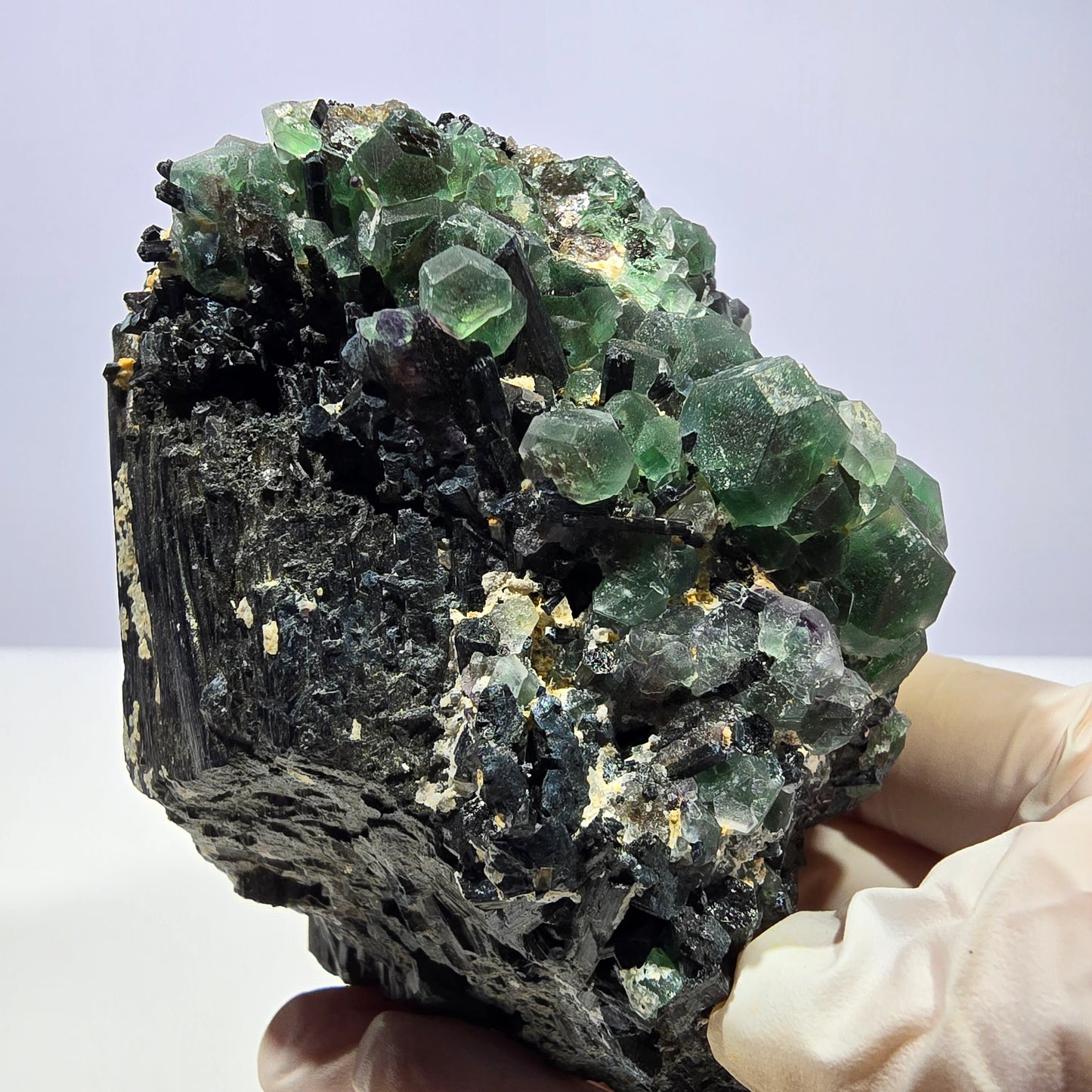 Große Phantom Fluorit, Schörl Turmalin Stufe Erongo, Namibia 89*75*52mm
