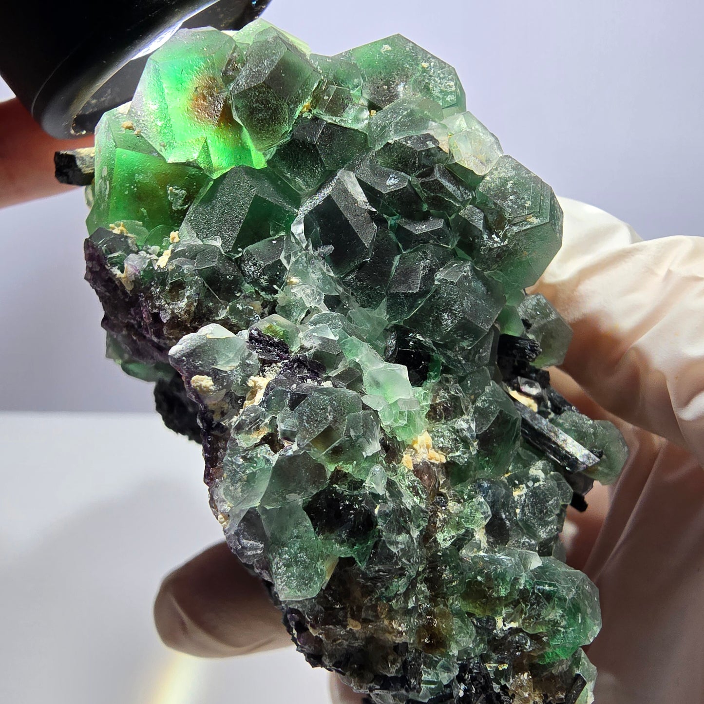 Große Phantom Fluorit, Schörl Turmalin Stufe Erongo, Namibia 89*75*52mm