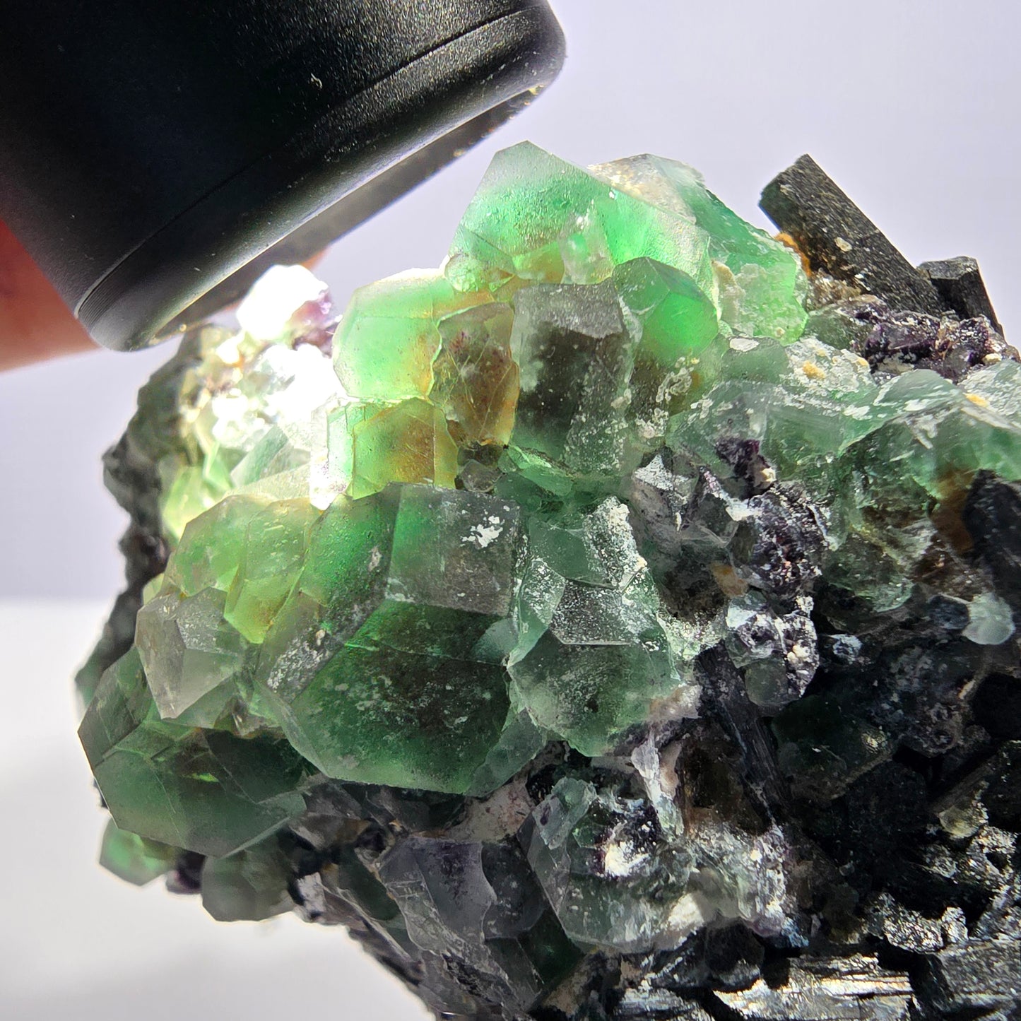 Große Phantom Fluorit, Schörl Turmalin Stufe Erongo, Namibia 89*75*52mm