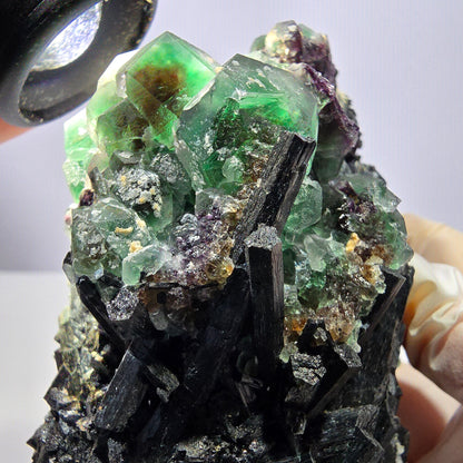 Große Phantom Fluorit, Schörl Turmalin Stufe Erongo, Namibia 89*75*52mm