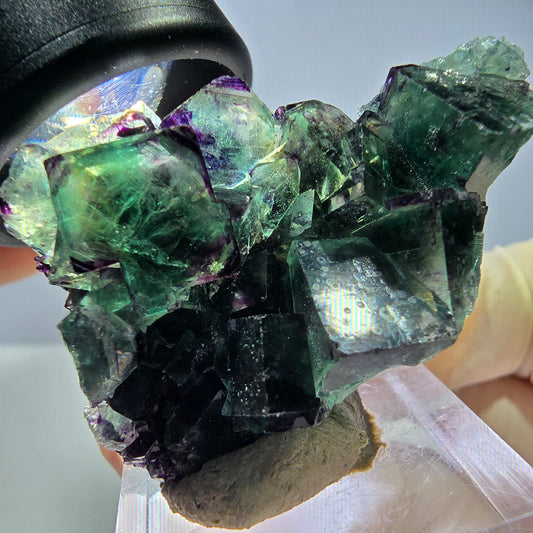 Phantom Fluorit Würfel Stufe, zonal, grün lila Okorusu, Namibia 44*28*18mm