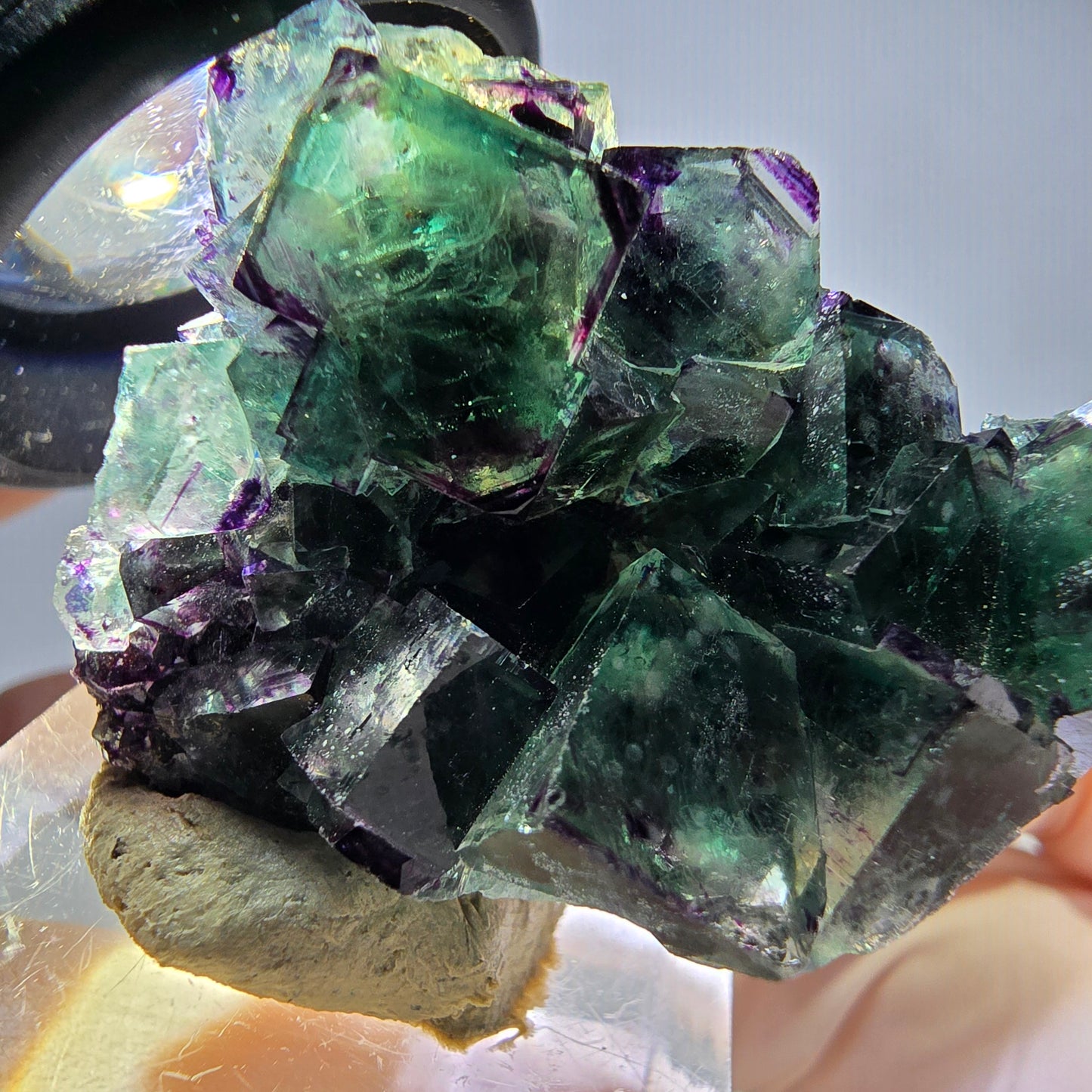 Phantom Fluorit Würfel Stufe, zonal, grün lila Okorusu, Namibia 44*28*18mm