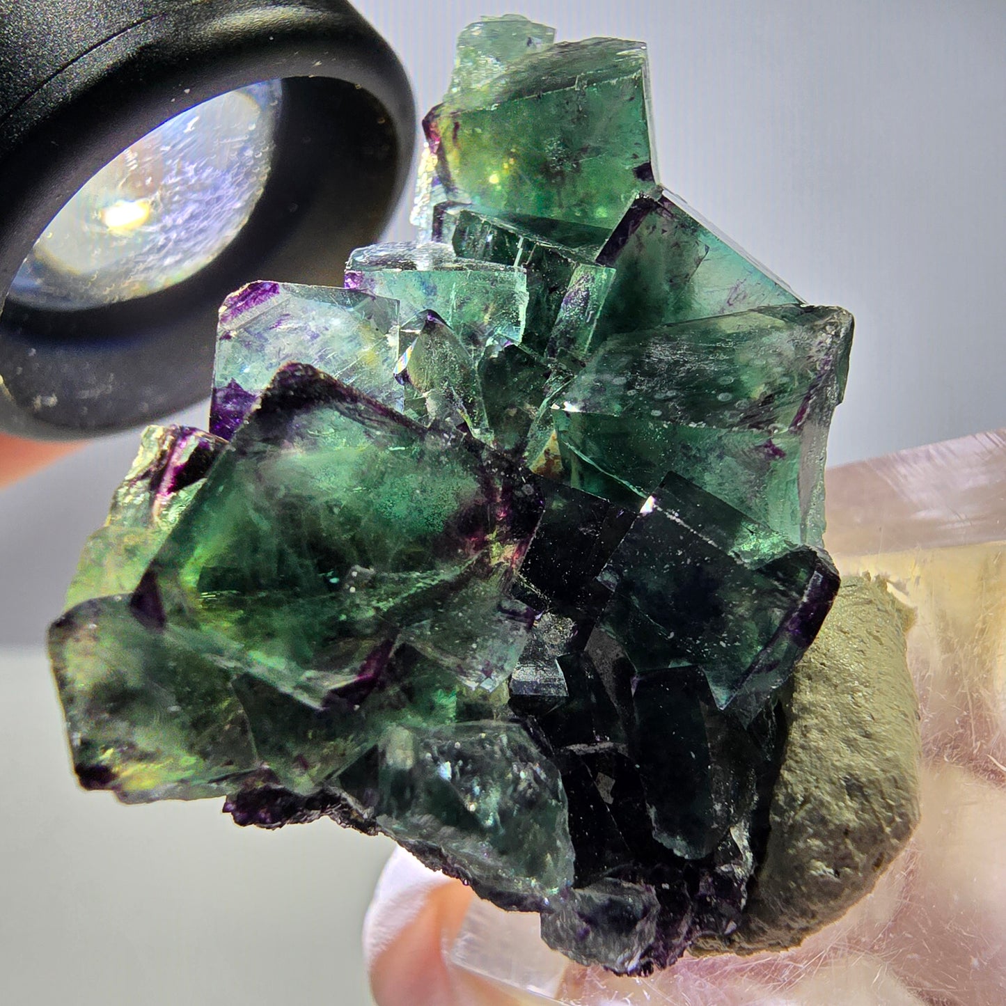 Phantom Fluorit Würfel Stufe, zonal, grün lila Okorusu, Namibia 44*28*18mm