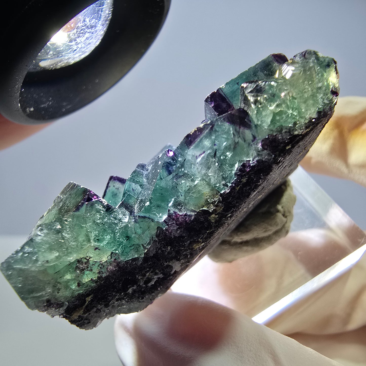 Phantom Fluorit Würfel Stufe, zonal, grün lila Okorusu, Namibia 44*28*18mm
