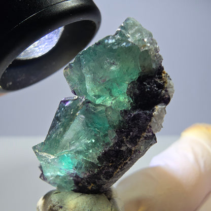 Phantom Fluorit Würfel Stufe, zonal, grün lila Okorusu, Namibia 44*28*18mm