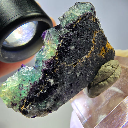 Phantom Fluorit Würfel Stufe, zonal, grün lila Okorusu, Namibia 44*28*18mm