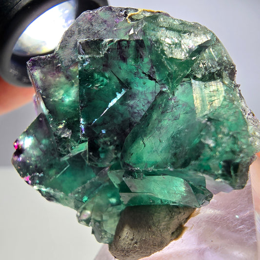 Seltene Phantom Fluorit Würfel Stufe, grün lila Okorusu, Namibia 40*37*15mm