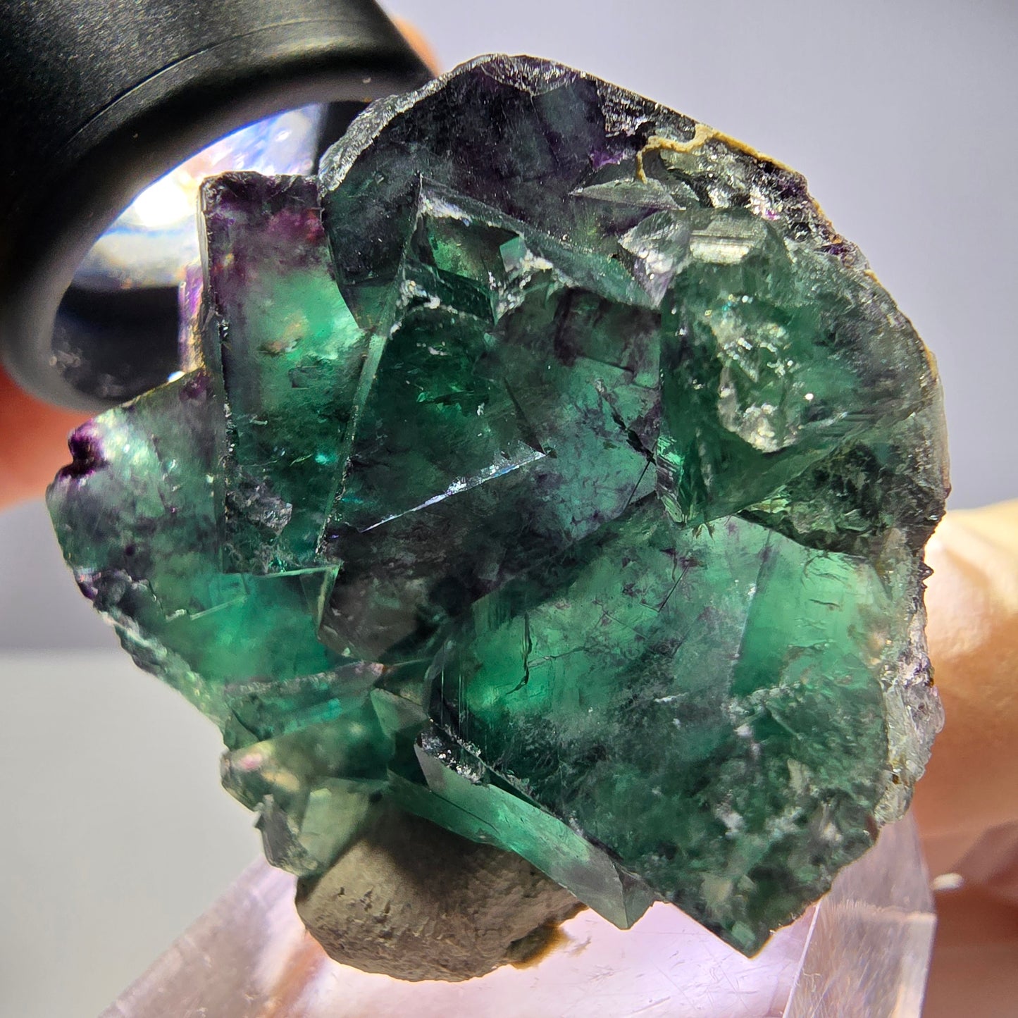 Seltene Phantom Fluorit Würfel Stufe, grün lila Okorusu, Namibia 40*37*15mm