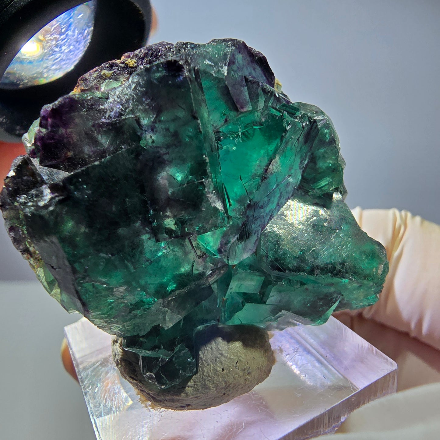 Seltene Phantom Fluorit Würfel Stufe, grün lila Okorusu, Namibia 40*37*15mm