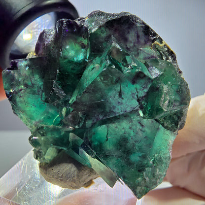 Seltene Phantom Fluorit Würfel Stufe, grün lila Okorusu, Namibia 40*37*15mm