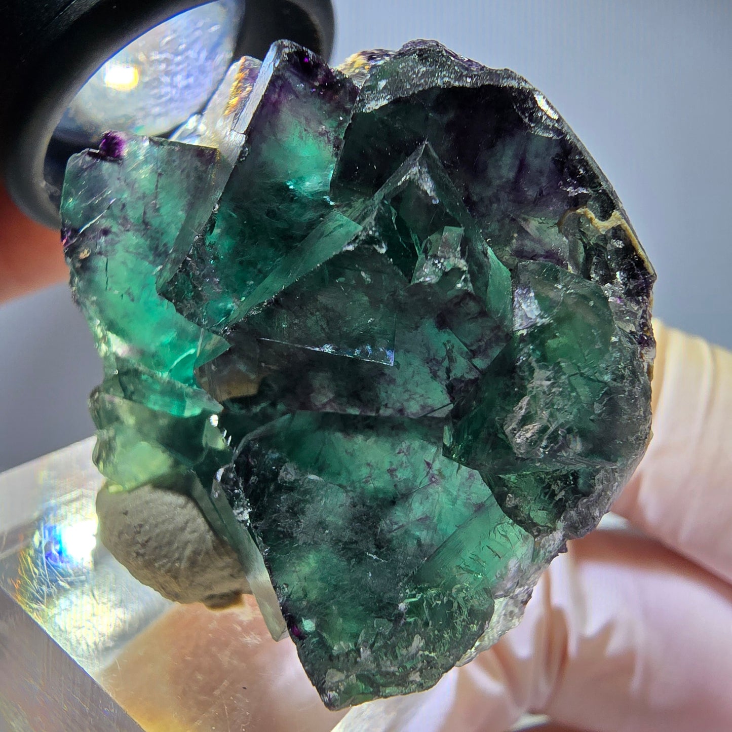 Seltene Phantom Fluorit Würfel Stufe, grün lila Okorusu, Namibia 40*37*15mm