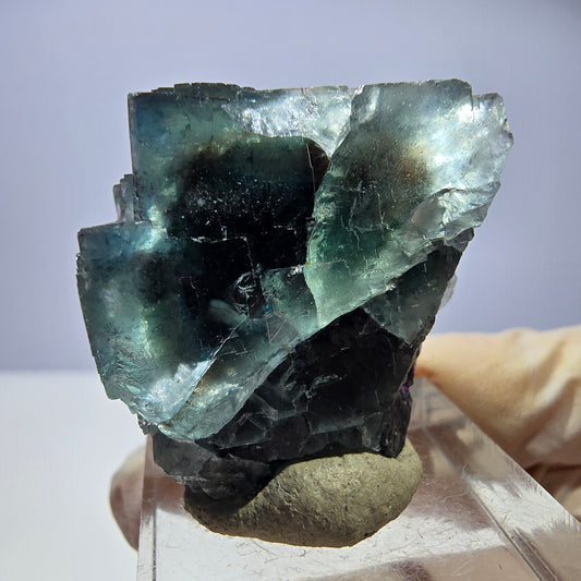 Seltene Phantom Fluorit Würfel Stufe, grün lila Okorusu, Namibia 36*32*22mm