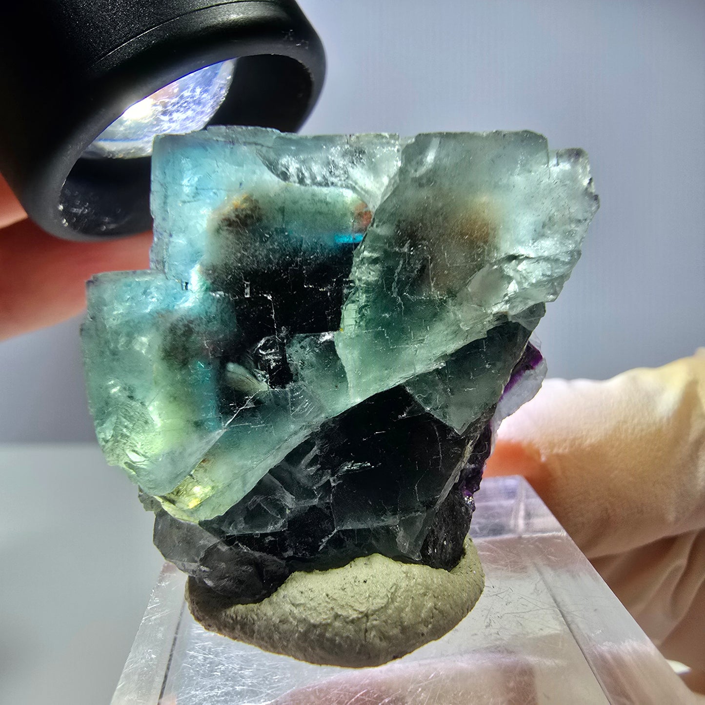 Seltene Phantom Fluorit Würfel Stufe, grün lila Okorusu, Namibia 36*32*22mm