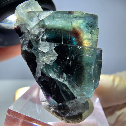 Seltene Phantom Fluorit Würfel Stufe, grün lila Okorusu, Namibia 36*32*22mm