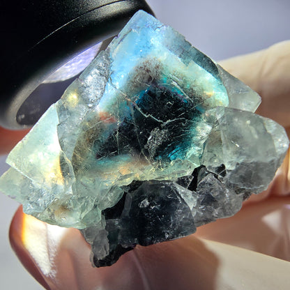 Seltene Phantom Fluorit Würfel Stufe, grün lila Okorusu, Namibia 36*32*22mm