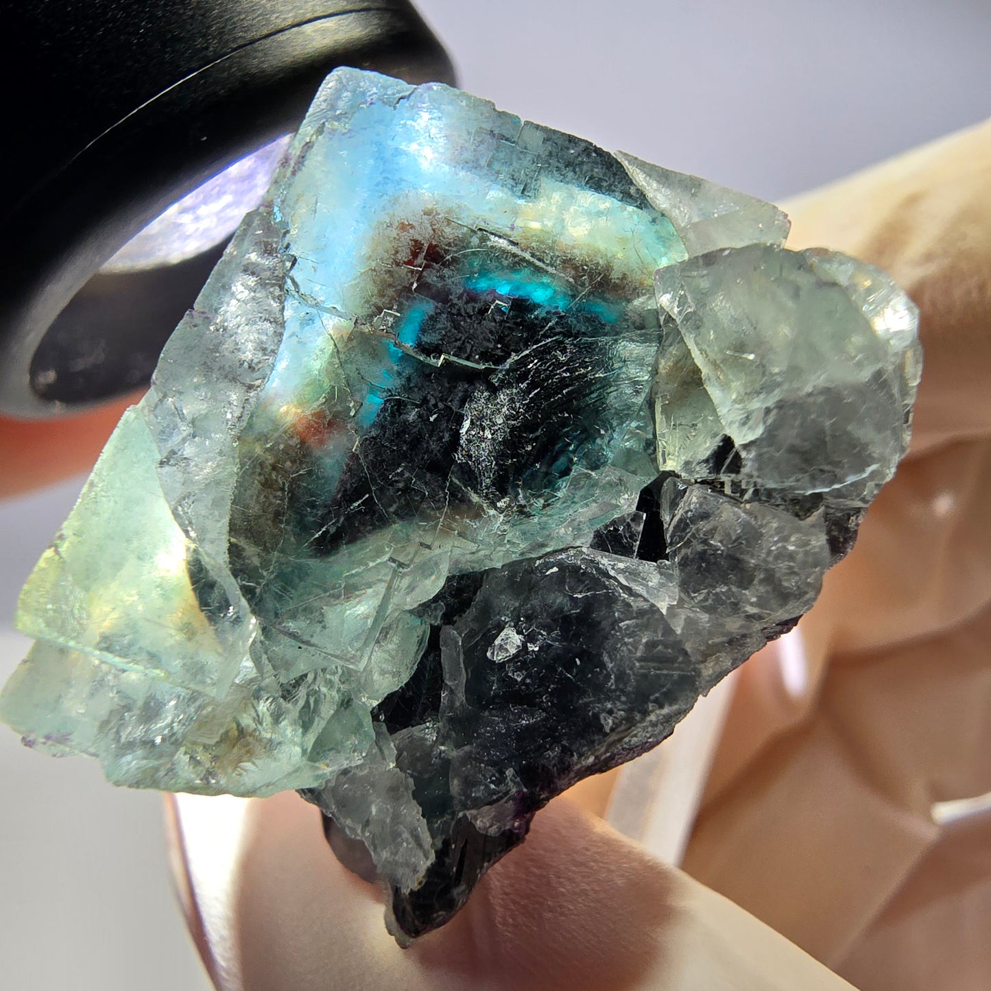 Seltene Phantom Fluorit Würfel Stufe, grün lila Okorusu, Namibia 36*32*22mm