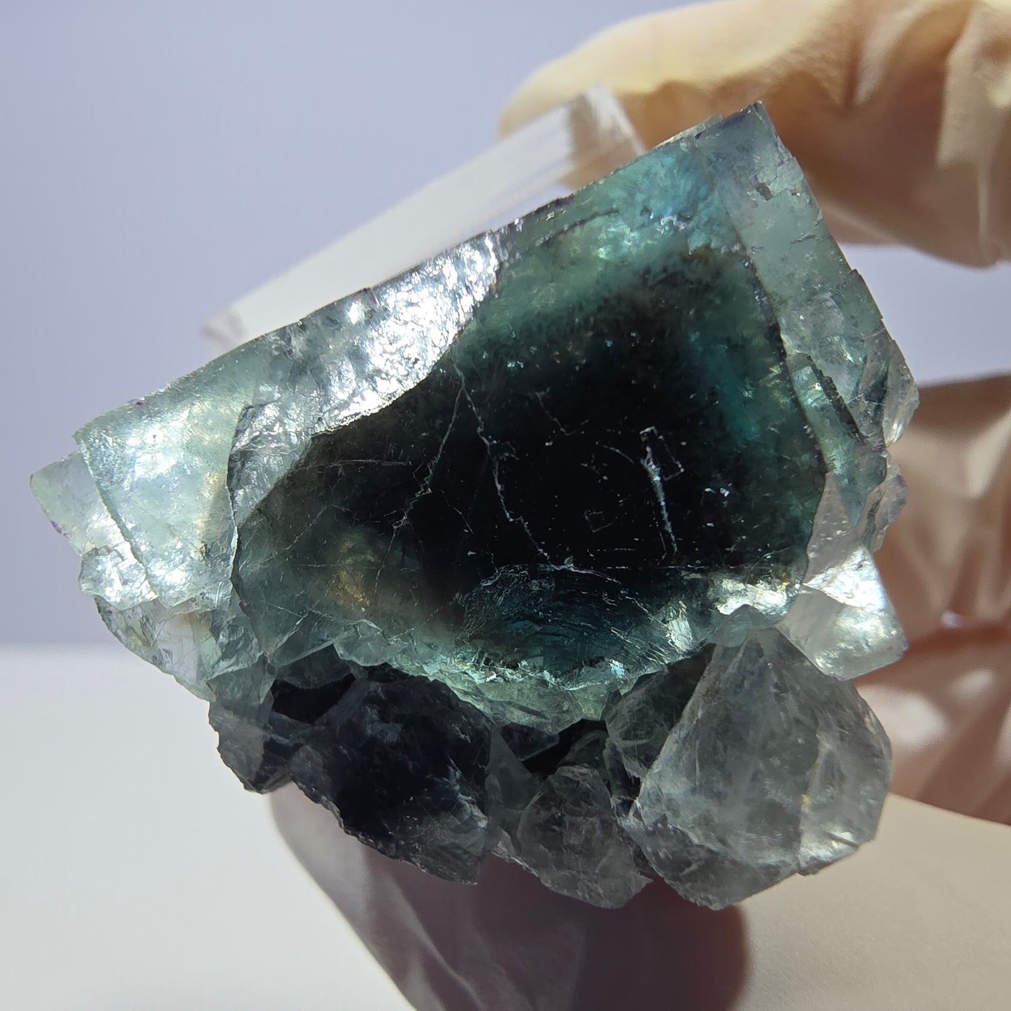 Seltene Phantom Fluorit Würfel Stufe, grün lila Okorusu, Namibia 36*32*22mm