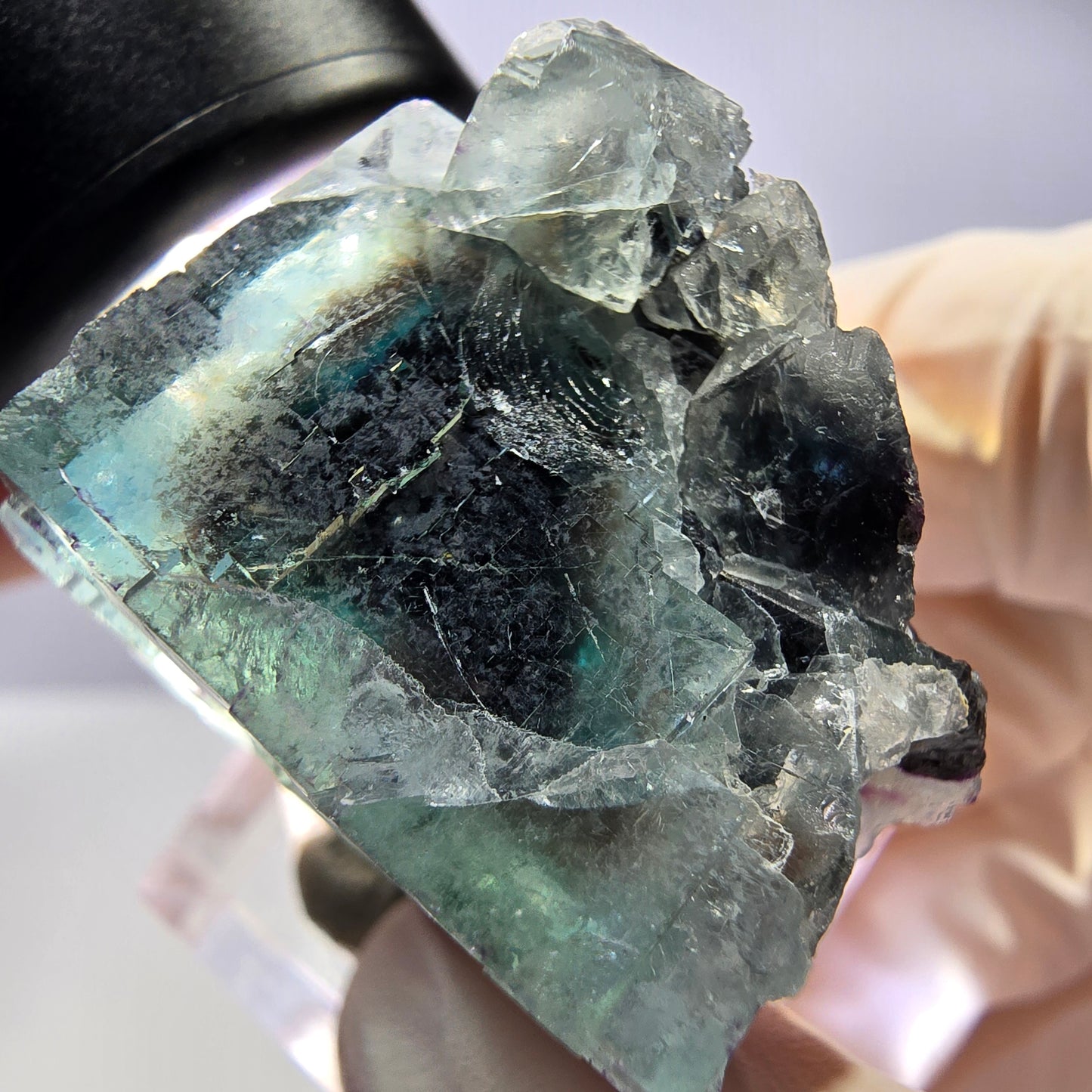 Seltene Phantom Fluorit Würfel Stufe, grün lila Okorusu, Namibia 36*32*22mm