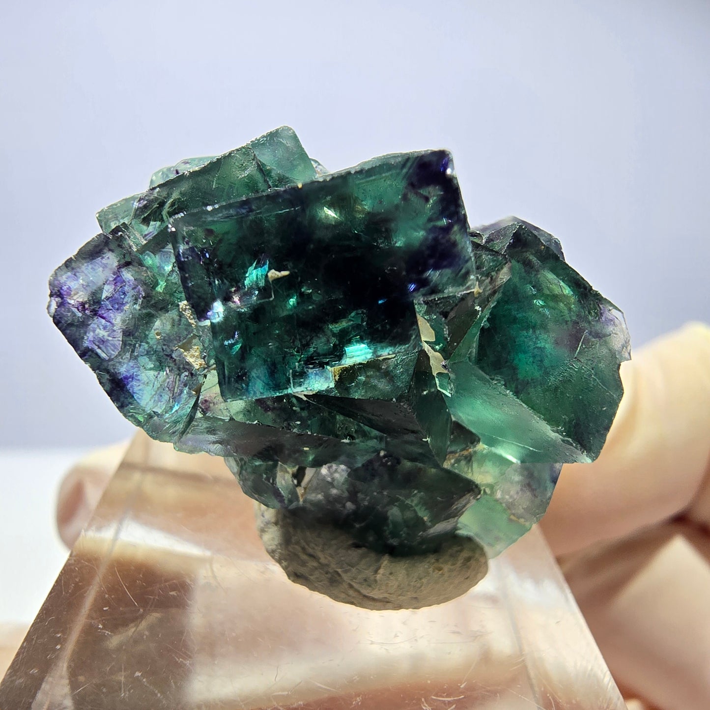 Seltene Phantom Fluorit Würfel Stufe, grün lila Okorusu, Namibia 31*20*19mm