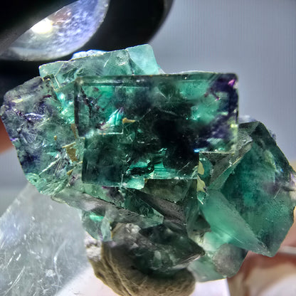 Seltene Phantom Fluorit Würfel Stufe, grün lila Okorusu, Namibia 31*20*19mm