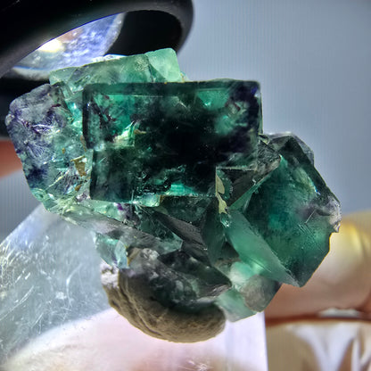 Seltene Phantom Fluorit Würfel Stufe, grün lila Okorusu, Namibia 31*20*19mm