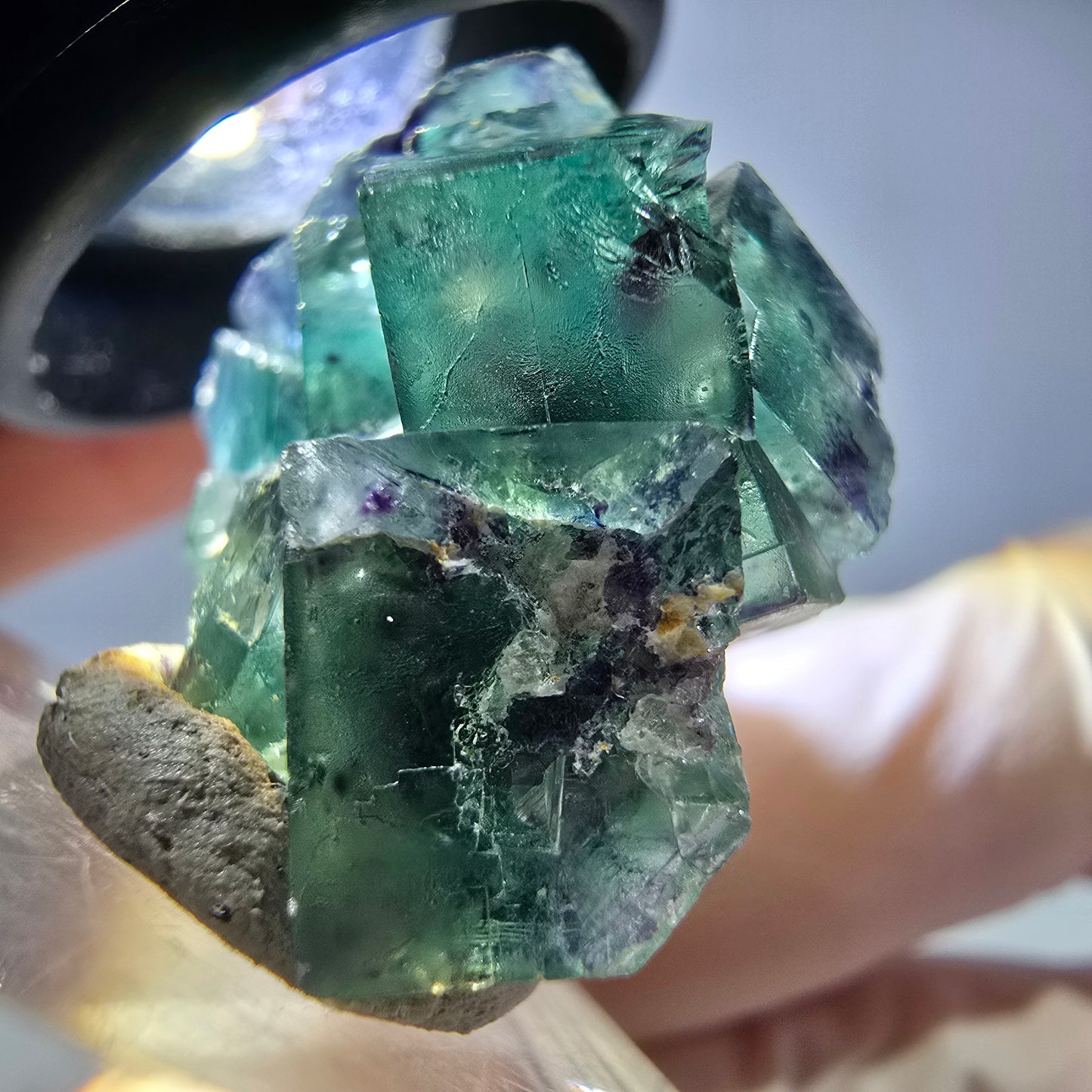 Seltene Phantom Fluorit Würfel Stufe, grün lila Okorusu, Namibia 31*20*19mm